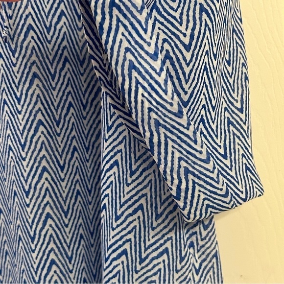 Cobalt Blue and white Chevron Sheer See Through swim Cover Up Small/Medium - Picture 6 of 8
